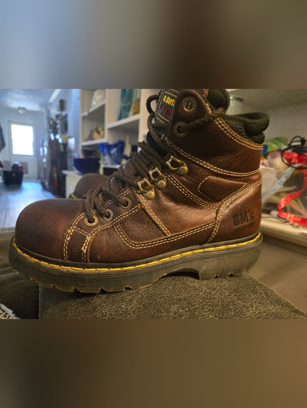 Dr. Martens Steel Toe Leather Work Boot, Mens 7, Womens 8